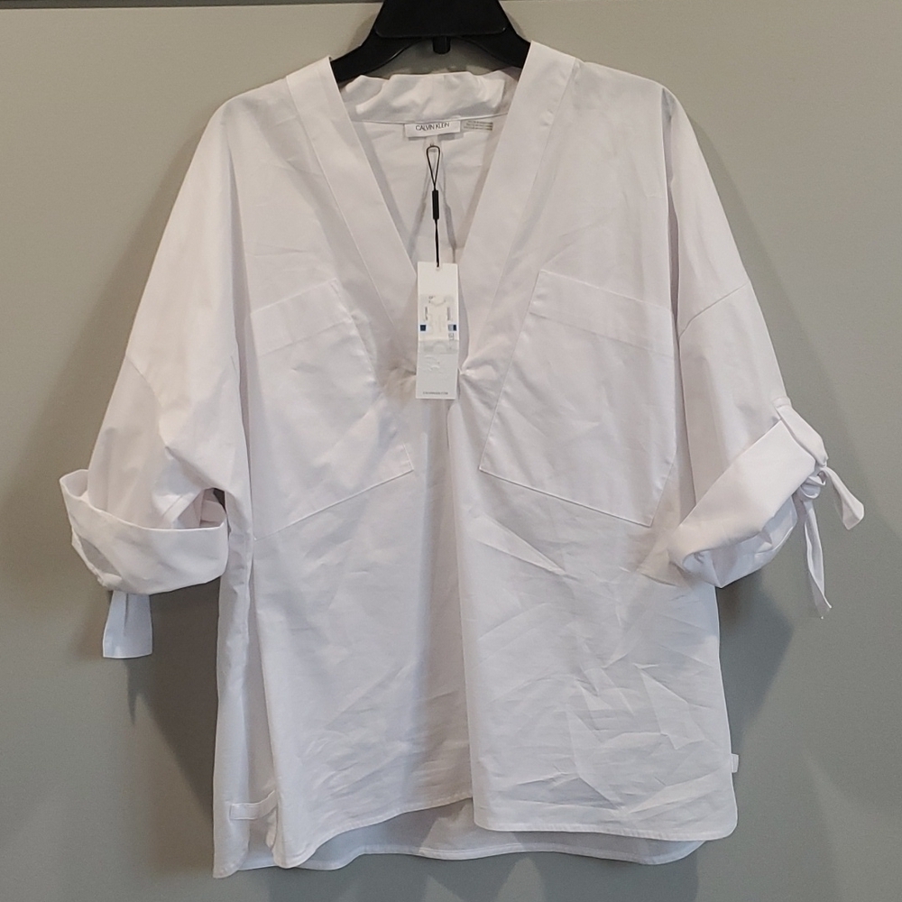 NWT Calvin KleinRoll sleeves top XL - Picture 2 of 8